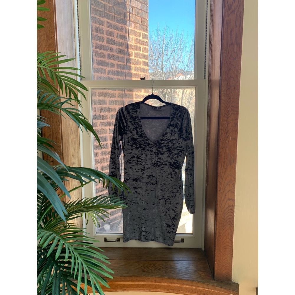 Long Sleeve Crushed Velvet Dress